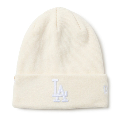 ニューエラ(NEW ERA)帽子 ニットキャップ カフニット MLB Tonal Logo ロサンゼルス・ドジャース オフホワイト 14670044