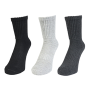 クー（Coo.）ヒートクロス クルーソックス 3足組 ゆったり 895CO5GSA0065 CGRY