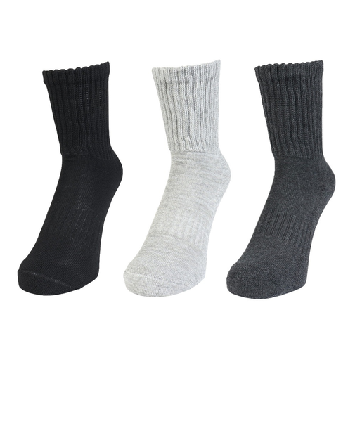 クー（Coo.）ヒートクロス クルーソックス 3足組 ゆったり 895CO5GSA0065 CGRY