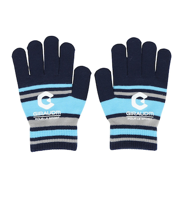 手袋 ジュニア ボーダーニットグローブ サックス WG5F0006-WA902-GRST SAX 滑り止め付き 防寒 ジュニア手袋