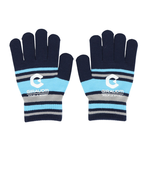 手袋 ジュニア ボーダーニットグローブ サックス WG5F0006-WA902-GRST SAX 滑り止め付き 防寒 ジュニア手袋