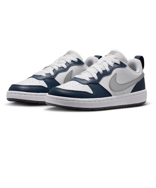 ナイキ（NIKE）ジュニアスニーカー ボーイズ スポーツシューズ コート ボロー LOW リクラフト GS ホワイト ネイビー DV5456-135