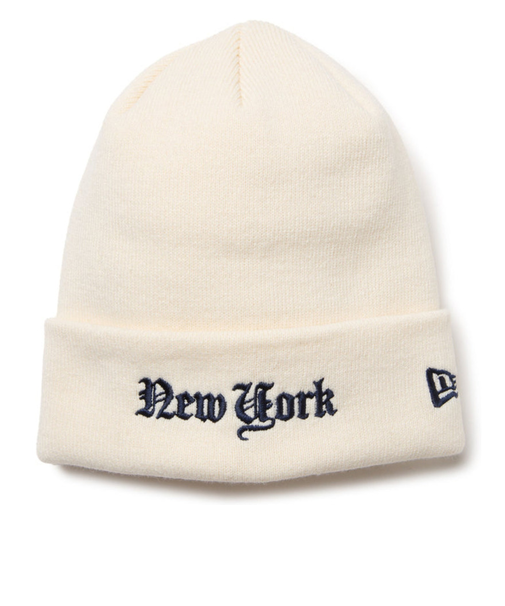 ニューエラ（NEW ERA）帽子 ニットキャップ ベーシック カフニット オールドロゴ オフホワイト 白 14670062