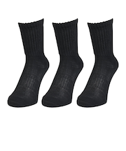 クー(Coo.)ヒートクロス ソックス クルーゆったり 3足組 895CO5GSA0071 BLK
