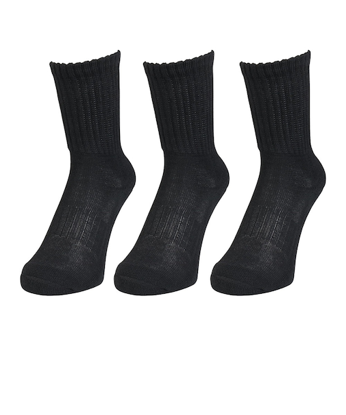 クー（Coo.）ヒートクロス ソックス クルーゆったり 3足組 895CO5GSA0071 BLK