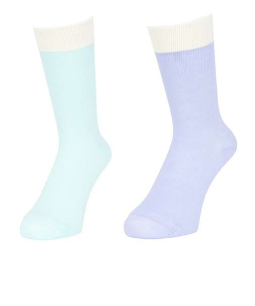 クー（Coo.）ミドルソックス ヒートクロス 二重編み 2足組 895CO5GSA0100 PUL