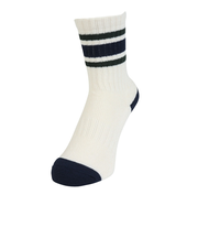 クー（Coo.）靴下 クルーライン ソックス 1足組 ホワイト×グリーン 22～25センチ 895CO5GSA0083 OWHT