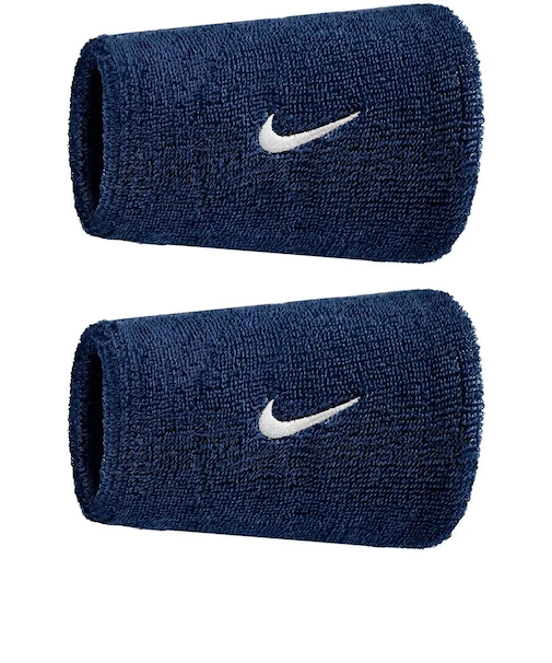 ナイキ（NIKE）スウッシュ クラシック ダブルワイド リストバンド 2P 紺 ネイビー BN4000-463