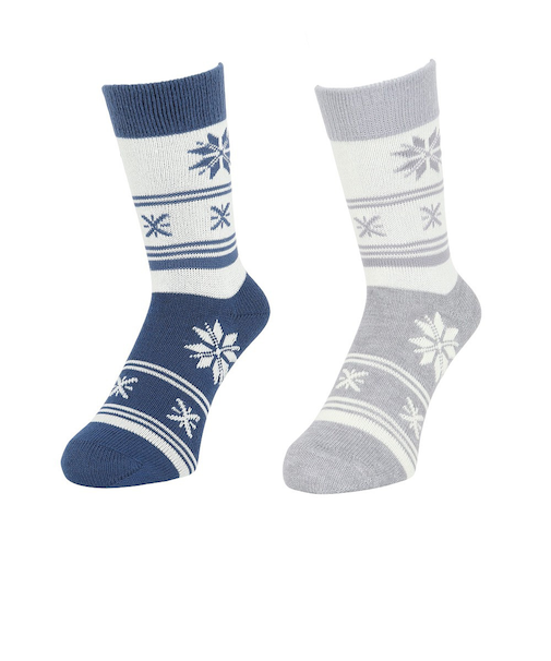 クー（Coo.）ミドルソックス ヒートクロス 二重編み 雪 2足組 895CO5GSA0106 GRY