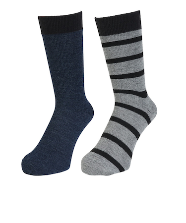 クー（Coo.）ヒートクロス 二重編み ソックス 2足組 ボーダー 894CO5GSA0110 GRY