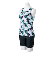 ミズノ（MIZUNO）アクアフィットネス用水着 レディース 水泳 セパレーツ めくれにくいボタン付 ターコイズ S-3Lサイズ N2JGC85224