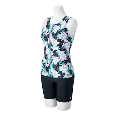 ミズノ（MIZUNO）アクアフィットネス用水着 レディース 水泳 セパレーツ めくれにくいボタン付 ターコイズ S-3Lサイズ N2JGC85224