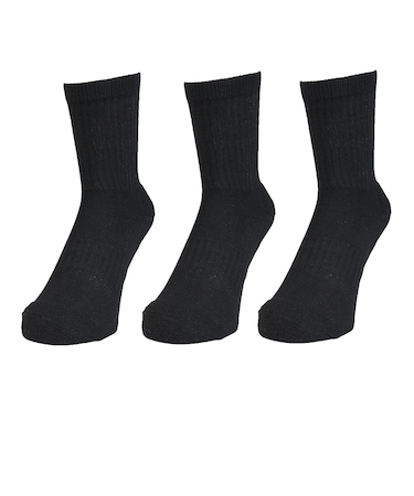 クー（Coo.）ヒートクロス クルーソックス 3足組 895CO5GSA0069 BLK