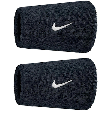 ナイキ（NIKE）スウッシュ クラシック ダブルワイド リストバンド 2P ブラック×ホワイト BN4000-010