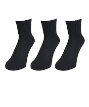 クー(Coo.)靴下 ヒートクロス アンクルソックス 3足組 ゆったり 894CO5GSA0082 BLK