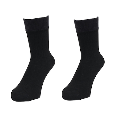 クー（Coo.）靴下 ヒートクロス2重編み ソックス 2足組 黒 ブラック 23.0～25.0センチ 895CO5GSA0104 BLK