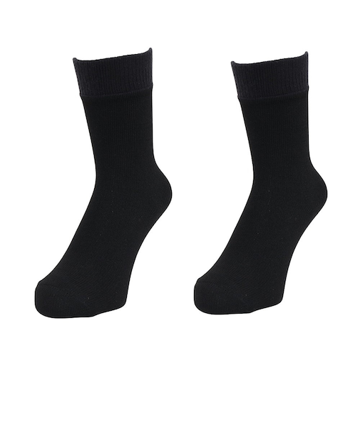 クー（Coo.）靴下 ヒートクロス2重編み ソックス 2足組 黒 ブラック 23.0～25.0センチ 895CO5GSA0104 BLK