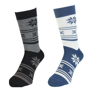 クー(Coo.)靴下 ヒートクロス2重編み ソックス 2足組 雪 25~27センチ 894CO5GSA0114 NVYBK