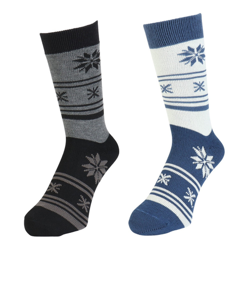 クー(Coo.)靴下 ヒートクロス2重編み ソックス 2足組 雪 25~27センチ 894CO5GSA0114 NVYBK