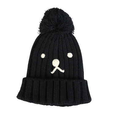 クー（Coo.）帽子 ジュニア ニットキャップ ポンポンカフワッチ 黒 ブラック 899CO5ST0027 BLK
