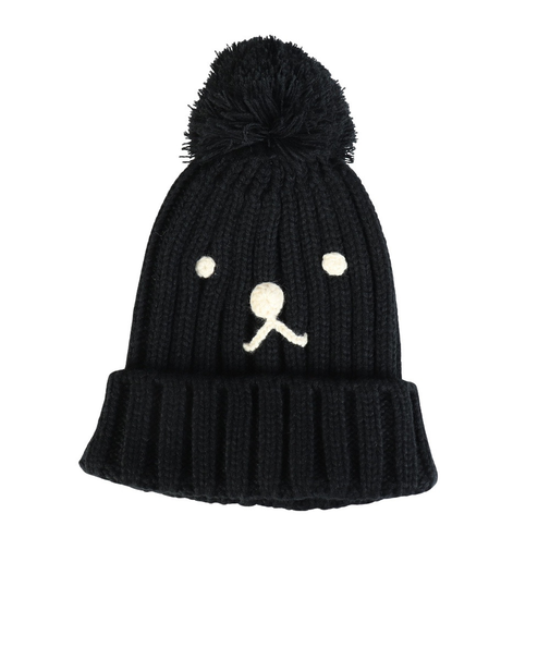 クー（Coo.）帽子 ジュニア ニットキャップ ポンポンカフワッチ 黒 ブラック 899CO5ST0027 BLK
