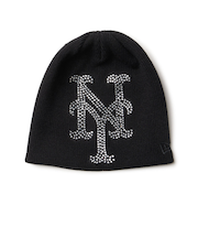 ニューエラ（NEW ERA）ニットキャップ ベーシック ビーニー Rhinestone ラインストーン ビッグロゴ ニューヨーク・メッツ 14670026