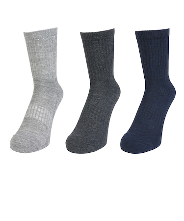 クー（Coo.）ヒートクロス クルーソックス 3足組 894CO5GSA0079 NVY