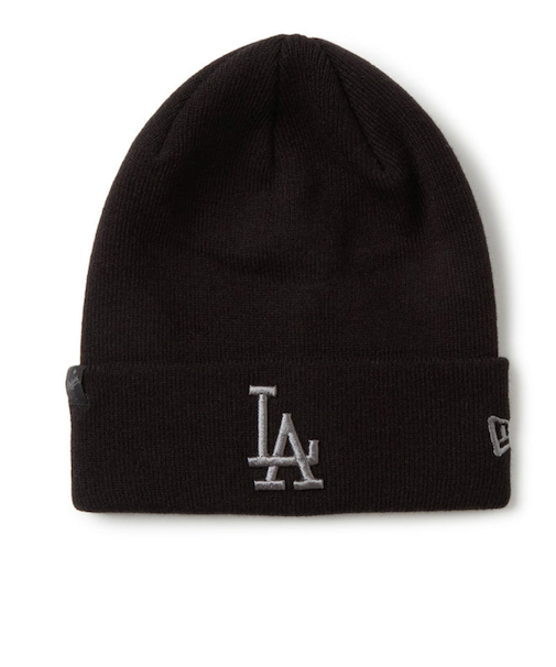 ニューエラ（NEW ERA）帽子 ニットキャップ カフニット MLB Tonal Logo ロサンゼルス・ドジャース 黒 ブラック 14670045
