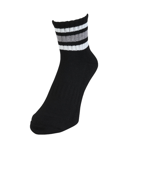 クー（Coo.）靴下 アンクルライン ソックス 1足組 ブラック×グレー 25