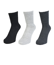 クー(Coo.)ヒートクロス クルーソックス 3足組 ゆったり 894CO5GSA0077 CGRY