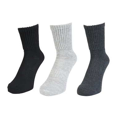クー（Coo.）ヒートクロス クルーソックス 3足組 ゆったり 894CO5GSA0077 CGRY