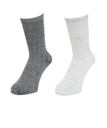クー(Coo.)靴下 3層 クルーソックス 2足組 22.0~25.0センチ グレー 灰色 895CO5GSA0129 GRY