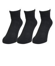 クー(Coo.)ヒートクロス ソックス アンクルゆったり 3足組 895CO5GSA0070 BLK