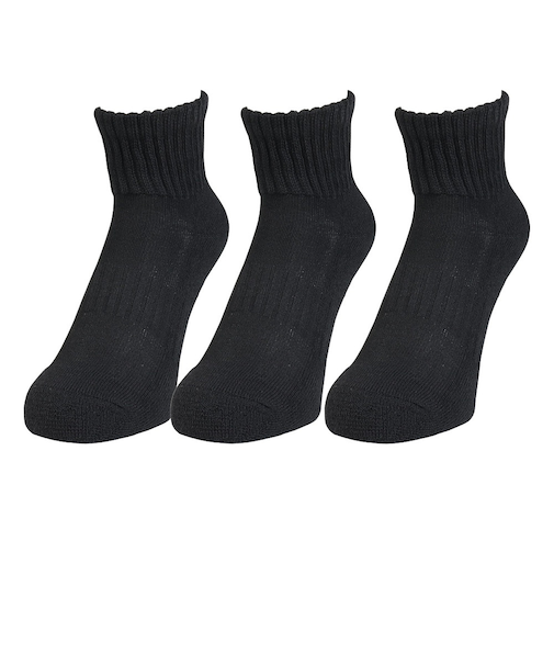 クー（Coo.）ヒートクロス ソックス アンクルゆったり 3足組 895CO5GSA0070 BLK