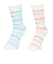 クー（Coo.）ミドルソックス ヒートクロス 二重編み ボーダー 2足組 895CO5GSA0101 PNK