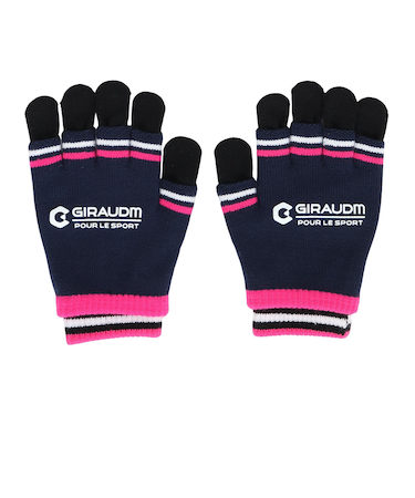 手袋 ジュニア ダブルタイプニットグローブ 紺×ピンク WG5F0007-WA902-GRST NVY 滑り止め付き 防寒 ジュニア手袋