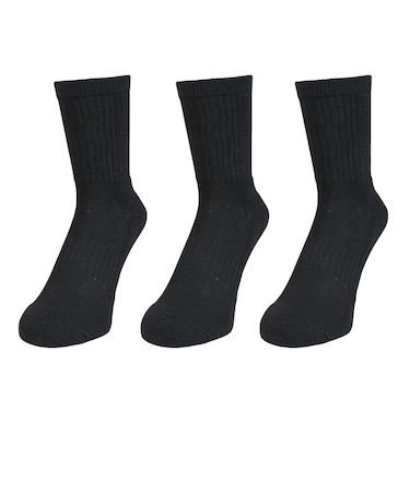 クー（Coo.）ヒートクロス クルーソックス 3足組 894CO5GSA0081 BLK