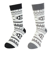 クー(Coo.)靴下 ヒートクロス2重編み ソックス 2足組 ノルディック 25~27センチ 894CO5GSA0115 CGYBLK