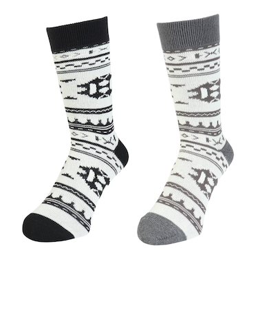 クー(Coo.)靴下 ヒートクロス2重編み ソックス 2足組 ノルディック 25~27センチ 894CO5GSA0115 CGYBLK