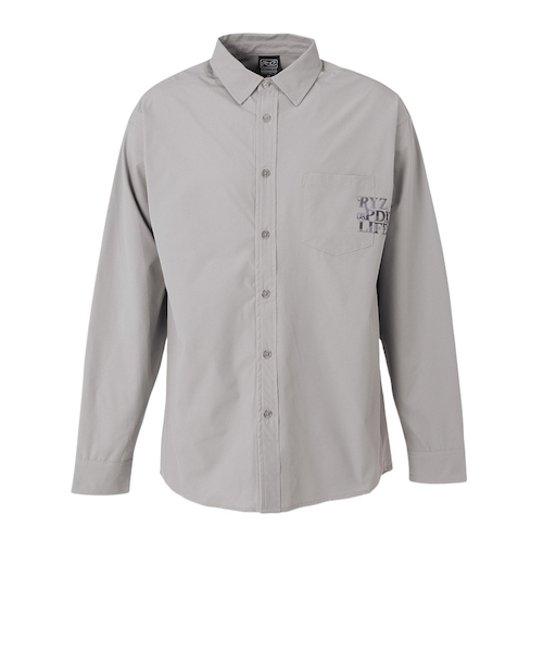 リボン付きグレーとホワイトの長袖シャツ ライズ（RYZ）AFW 長袖シャツ RZ10CD25FW0006 GRY｜スーパースポーツ