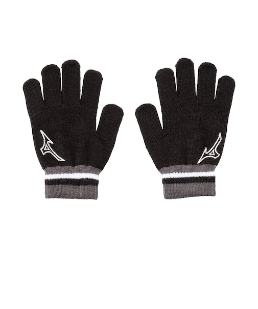 ミズノ（MIZUNO）手袋 ジュニア ニット手袋 5本指タイプ 黒 32JYC90290 防寒 滑り止め付き