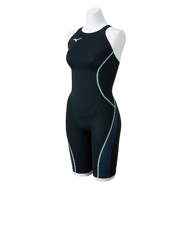 ミズノ(MIZUNO)競泳水着 GX・SONIC STREAMレースオープンバック ハーフスーツ WA承認モデル 黒×グレー SS-3Lサイズ N2MGC72…