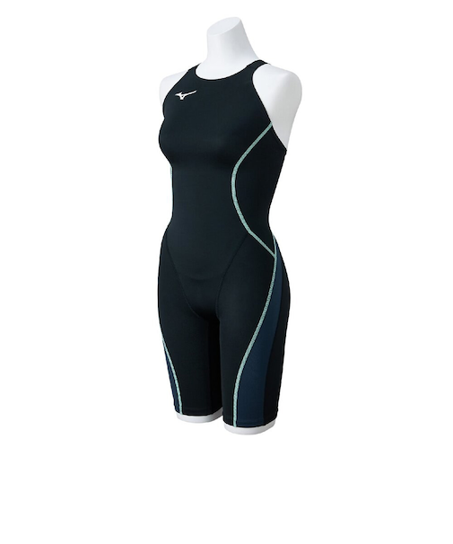 ミズノ(MIZUNO)競泳水着 GX・SONIC STREAMレースオープンバック ハーフスーツ WA承認モデル 黒×グレー SS-3Lサイズ N2MGC72…