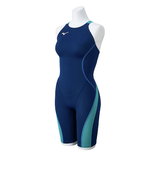 ミズノ（MIZUNO）競泳水着 GX・SONIC STREAMレースオープンバック ハーフスーツ WA承認モデル 紺×青 SS-3Lサイズ N2MGC72482