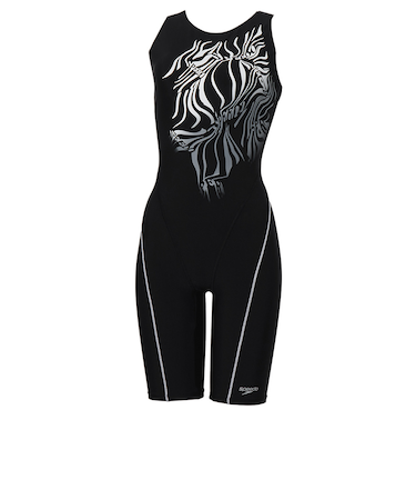 スピード（SPEEDO）フィットネス水着 レディース 水泳 モーフブレンドルースンニースキン 黒×白 M-LLサイズ SFW12566 KW