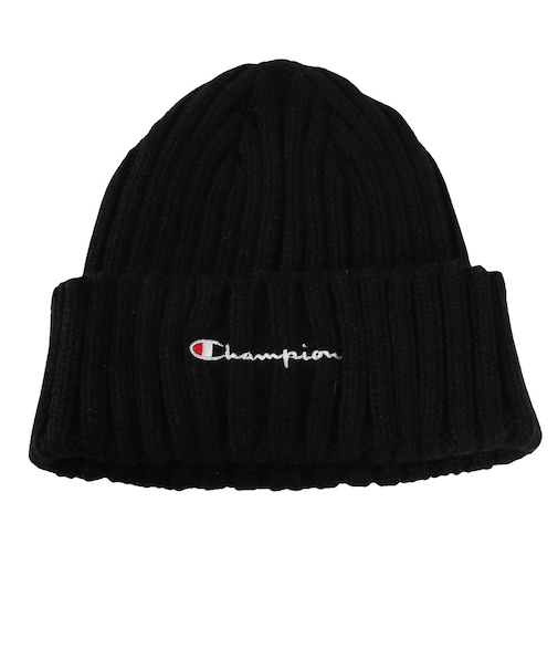 チャンピオン-ヘリテイジ（CHAMPION-HERITAGE）ニットキャップ SCRIPTロゴ リブ 黒 57-59cm C8-C715C 090