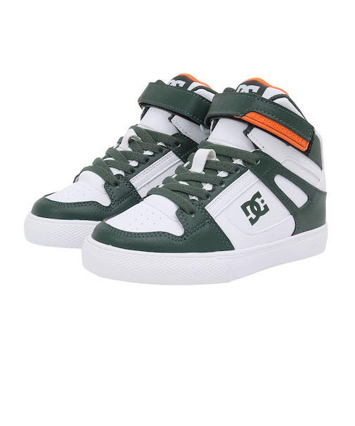 ディーシーシューズ(DC SHOES)ジュニアスニーカー ボーイズ ボーダーシューズ ピュア ハイトップ SE EV SN ホワイト グリーン 25FWDK2…