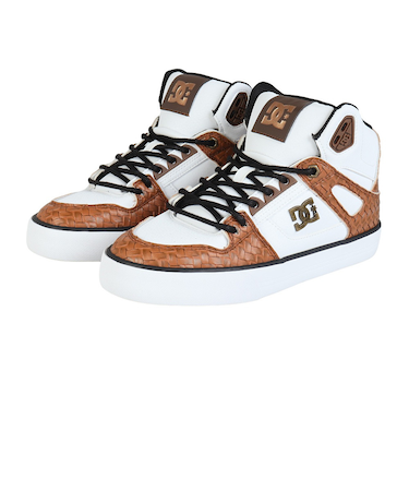 ディーシーシューズ(DC SHOES)スニーカー ボーダーシューズ ピュア ハイトップ SE SN ホワイト ブラウン 25FWDM254301WBR スポー…
