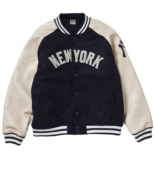 エムエルビー（MLB）スタンダード ロゴ PU メルトンジャケット