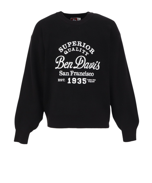 ベンデイビス（BEN DAVIS）刺繍 ロゴ クルーネックニット 25780071-BLK
